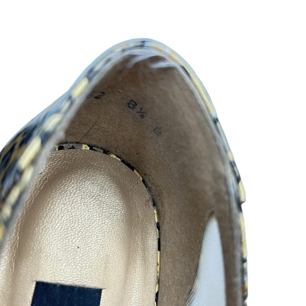 Stuart Weitzman Beige Flats with Gold Leopard Cap-Toe and Bow